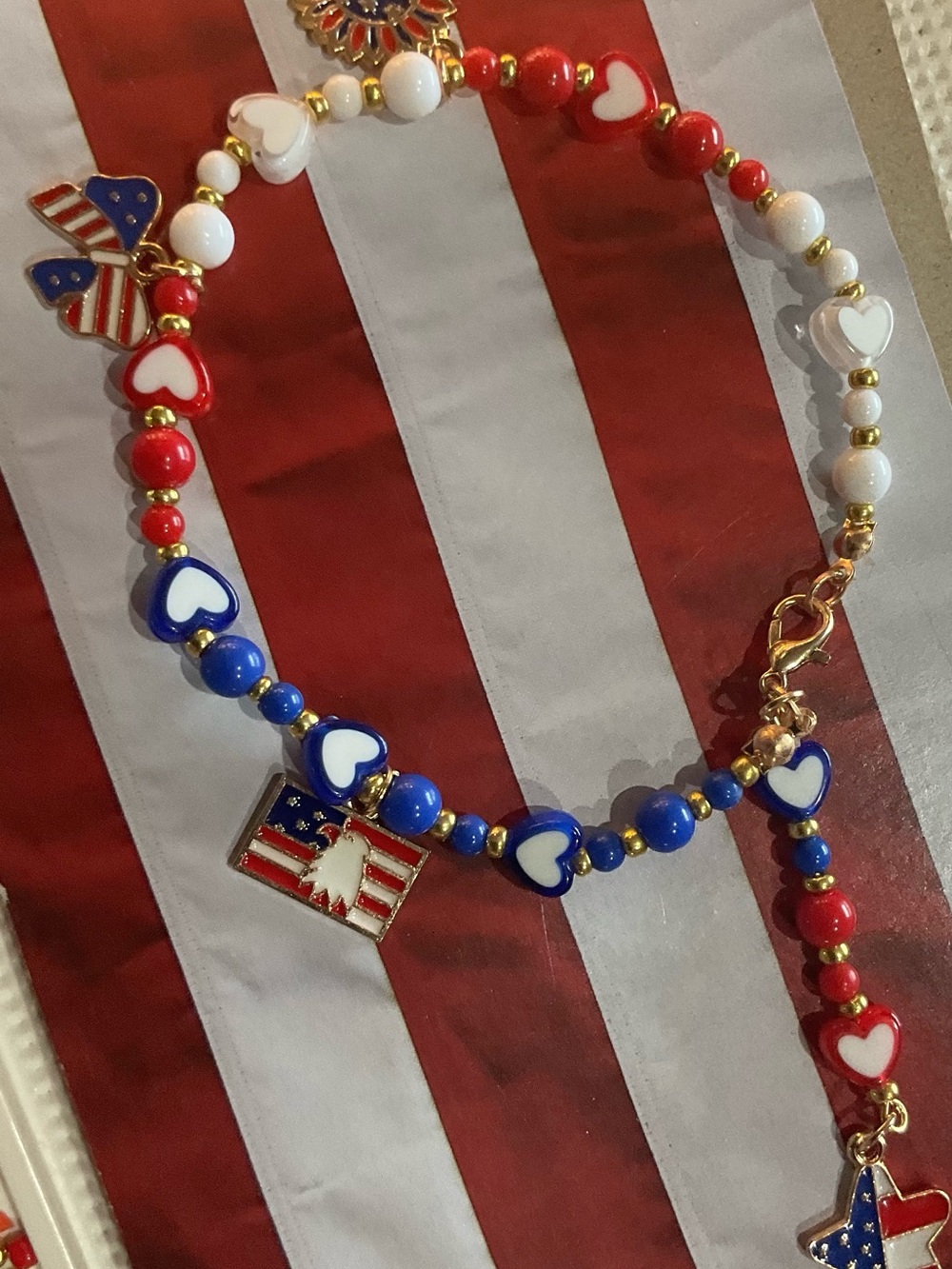 Lulu's Red, White & Blue Heart Charm Bracelet